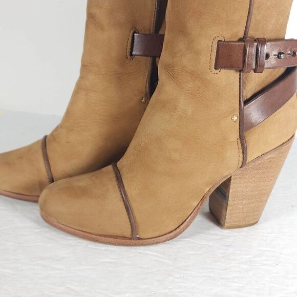 Rag & Bone Women's Harrow US6,5 EU37 Tan Suede Cap Toe Heel Ankle Boots - Picture 2 of 14
